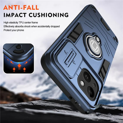 For iPhone 14 Case PC+TPU Anti-Drop Phone Cover with Ring Kickstand