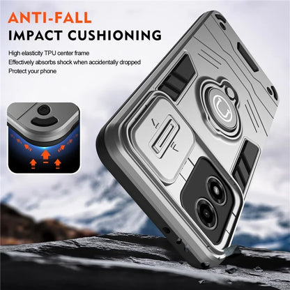 For Motorola Moto G04 4G / G24 4G Case Kickstand PC+TPU Phone Cover Slide Lens Protection