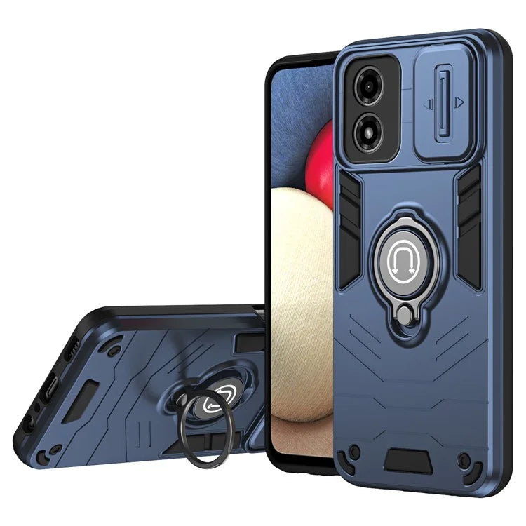 For Motorola Moto G04 4G / G24 4G Case Kickstand PC+TPU Phone Cover Slide Lens Protection