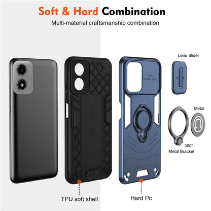 For Motorola Moto G04 4G / G24 4G Case Kickstand PC+TPU Phone Cover Slide Lens Protection
