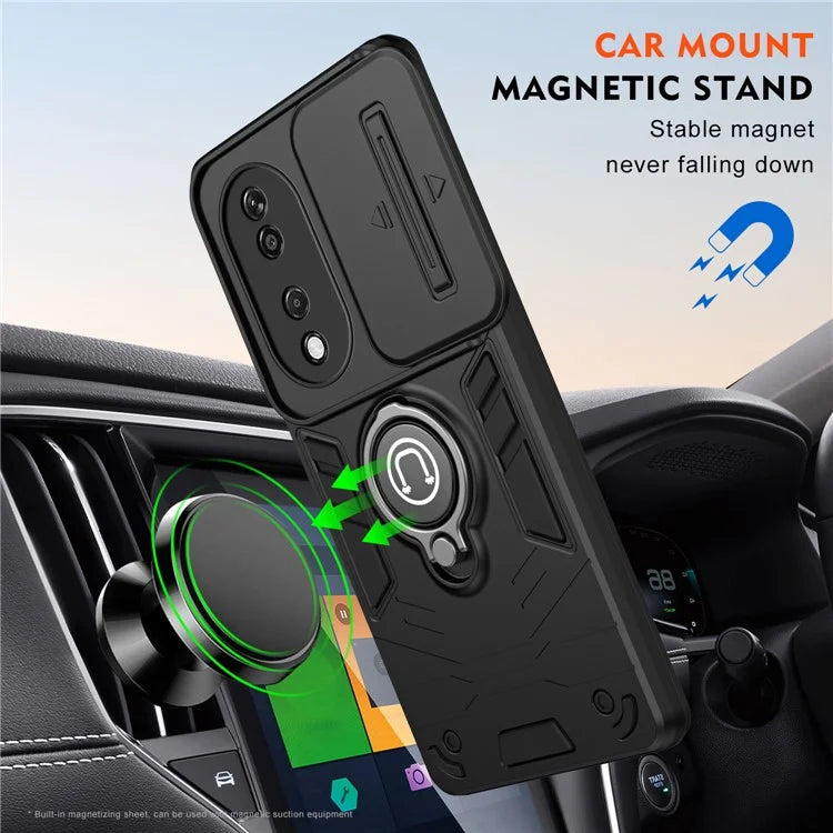 For Honor X7b 4G / 90 Smart Case Lens Shield Kickstand PC+TPU Phone Cover