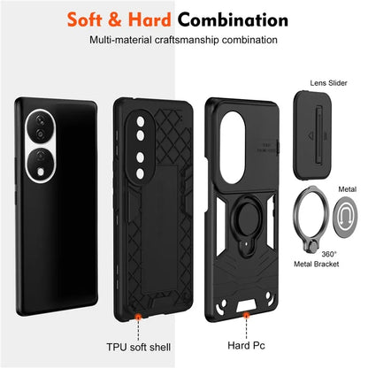 For Honor X7b 4G / 90 Smart Case Lens Shield Kickstand PC+TPU Phone Cover