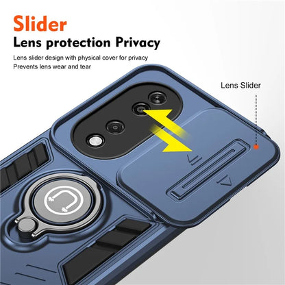For Honor X7b 4G / 90 Smart Case Lens Shield Kickstand PC+TPU Phone Cover