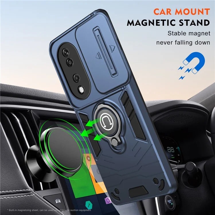 For Honor X7b 4G / 90 Smart Case Lens Shield Kickstand PC+TPU Phone Cover