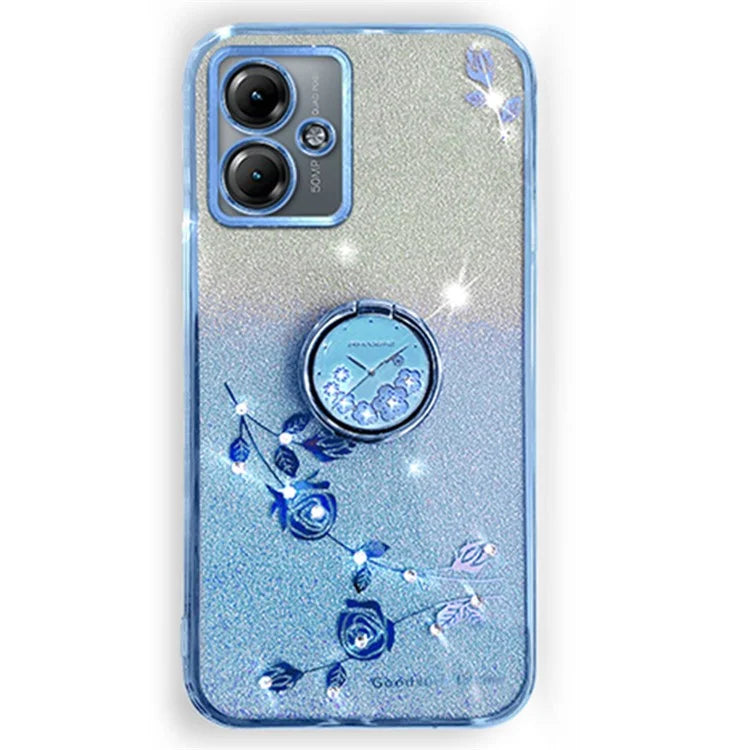 KADEM For Motorola Moto G14 4G Case Rhinestone Glitter TPU Phone Cover with Kickstand