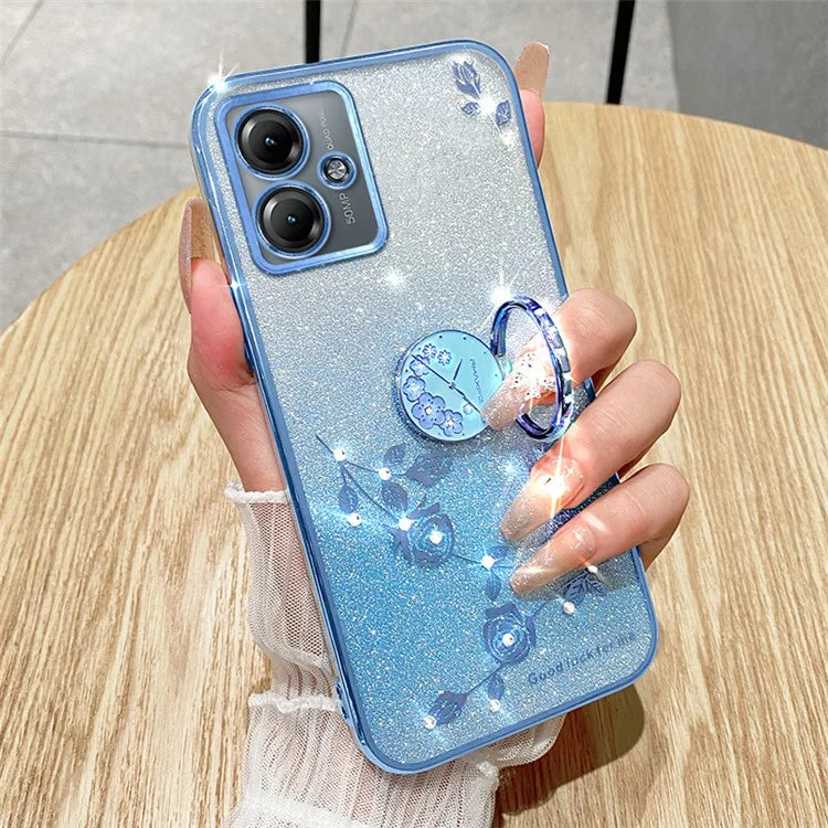 KADEM For Motorola Moto G14 4G Case Rhinestone Glitter TPU Phone Cover with Kickstand