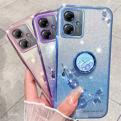 KADEM For Motorola Moto G14 4G Case Rhinestone Glitter TPU Phone Cover with Kickstand