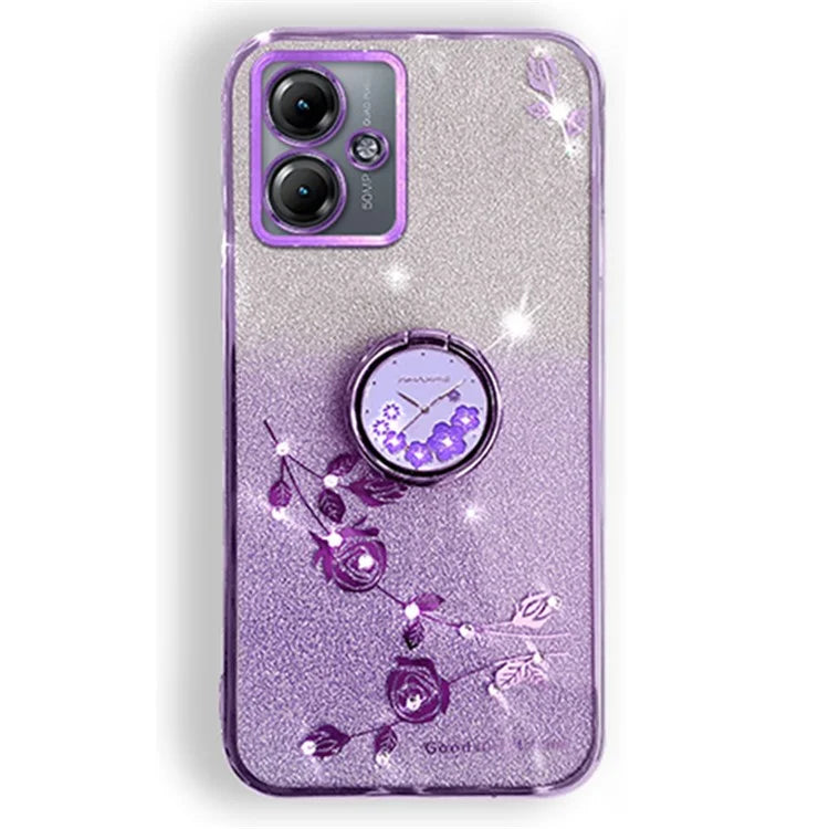 KADEM For Motorola Moto G14 4G Case Rhinestone Glitter TPU Phone Cover with Kickstand