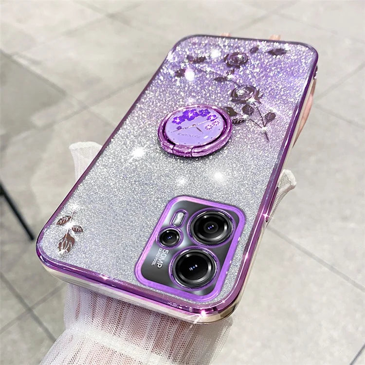 KADEM For Motorola Moto G14 4G Case Rhinestone Glitter TPU Phone Cover with Kickstand