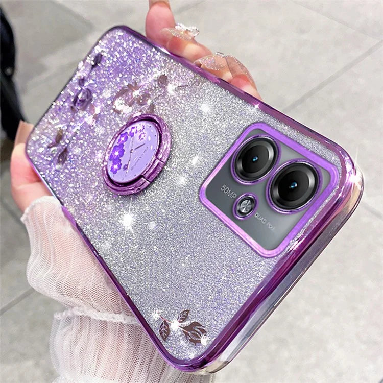 KADEM For Motorola Moto G14 4G Case Rhinestone Glitter TPU Phone Cover with Kickstand