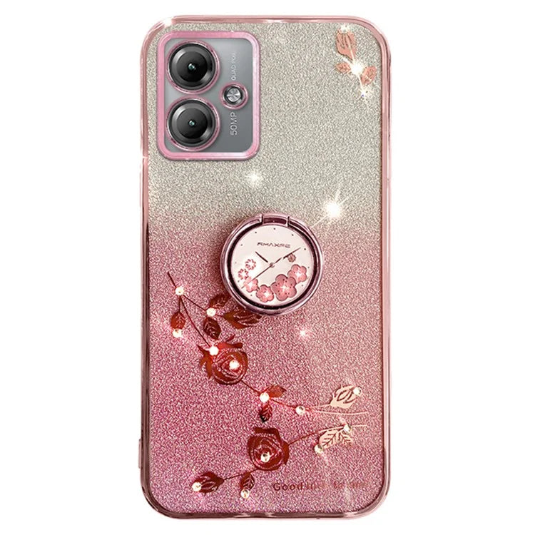 KADEM For Motorola Moto G14 4G Case Rhinestone Glitter TPU Phone Cover with Kickstand