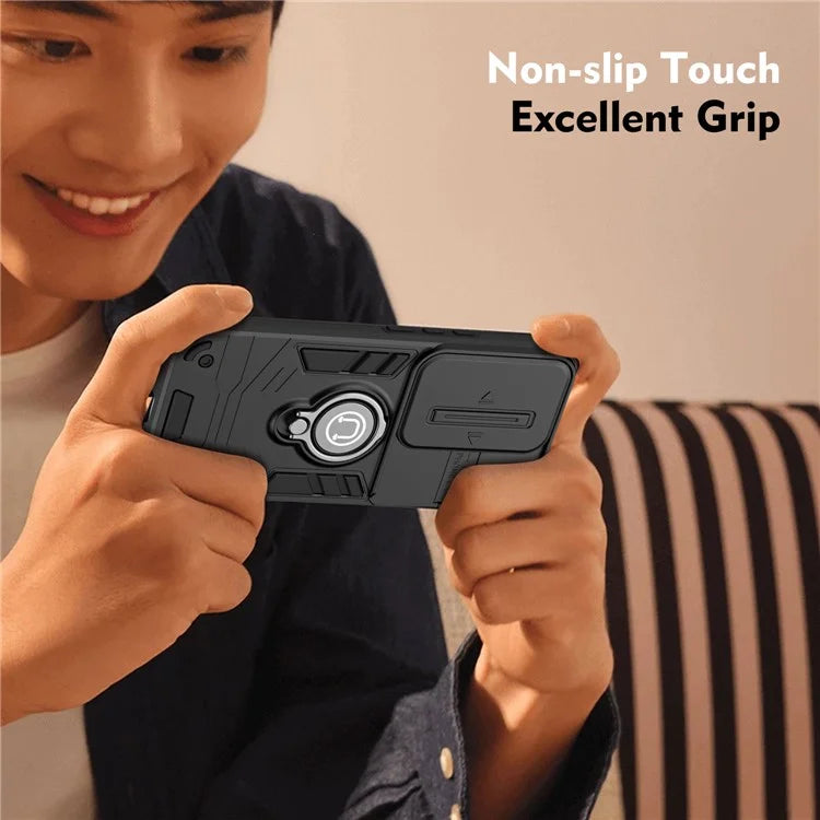 Ring Holder Kickstand Phone Shell for Oppo Reno11 F 5G / F25 Pro 5G Case Slide Lens Lid Phone Cover
