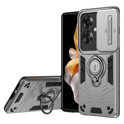 Ring Holder Kickstand Phone Shell for Oppo Reno11 F 5G / F25 Pro 5G Case Slide Lens Lid Phone Cover
