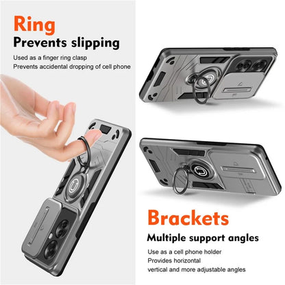 Ring Holder Kickstand Phone Shell for Oppo Reno11 F 5G / F25 Pro 5G Case Slide Lens Lid Phone Cover