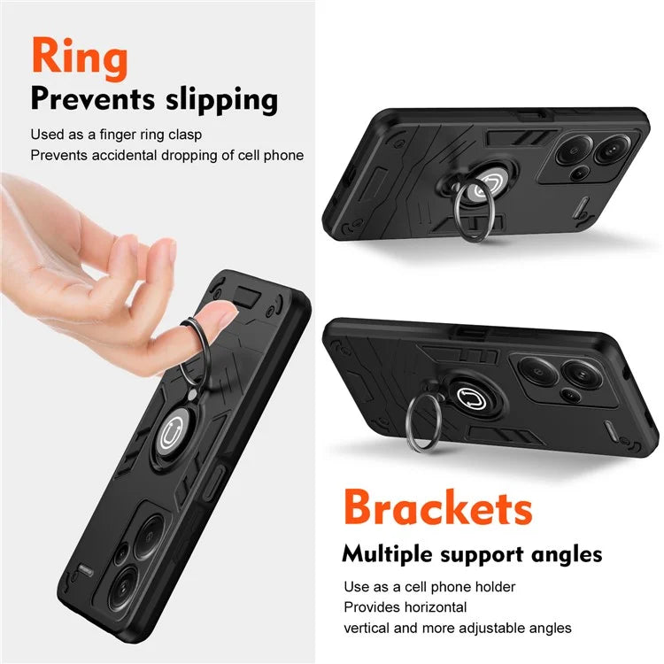 For Xiaomi Redmi Note 13 Pro+ 5G Case PC+TPU Ring Kickstand Shockproof Phone Cover