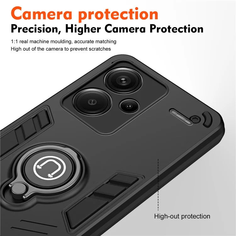 For Xiaomi Redmi Note 13 Pro+ 5G Case PC+TPU Ring Kickstand Shockproof Phone Cover