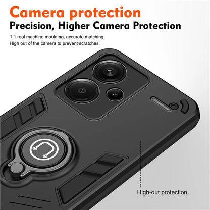 For Xiaomi Redmi Note 13 Pro+ 5G Case PC+TPU Ring Kickstand Shockproof Phone Cover