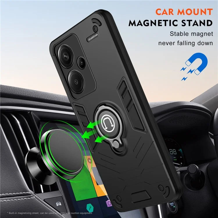For Xiaomi Redmi Note 13 Pro+ 5G Case PC+TPU Ring Kickstand Shockproof Phone Cover