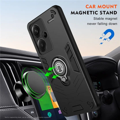 For Xiaomi Redmi Note 13 Pro+ 5G Case PC+TPU Ring Kickstand Shockproof Phone Cover