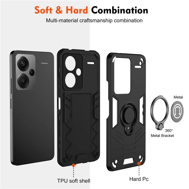 For Xiaomi Redmi Note 13 Pro+ 5G Case PC+TPU Ring Kickstand Shockproof Phone Cover