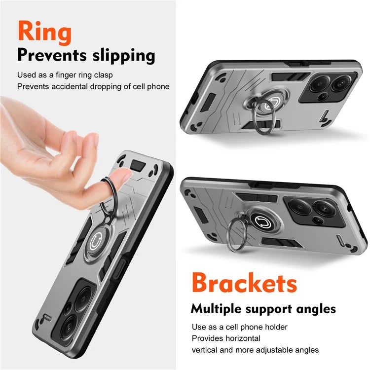 For Xiaomi Redmi Note 13 Pro+ 5G Case PC+TPU Ring Kickstand Shockproof Phone Cover