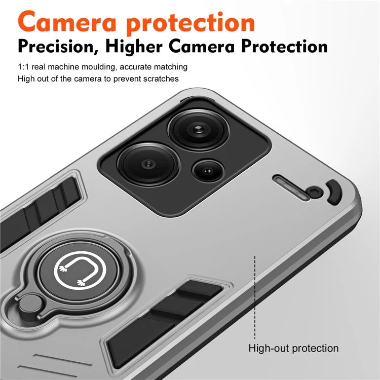For Xiaomi Redmi Note 13 Pro+ 5G Case PC+TPU Ring Kickstand Shockproof Phone Cover