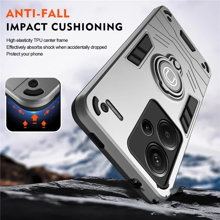 For Xiaomi Redmi Note 13 Pro+ 5G Case PC+TPU Ring Kickstand Shockproof Phone Cover