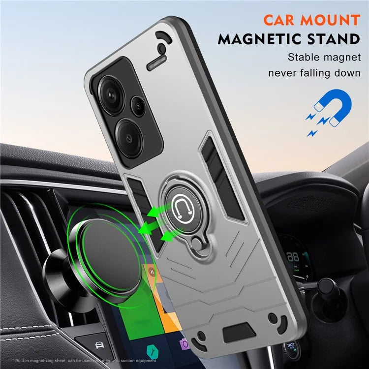 For Xiaomi Redmi Note 13 Pro+ 5G Case PC+TPU Ring Kickstand Shockproof Phone Cover