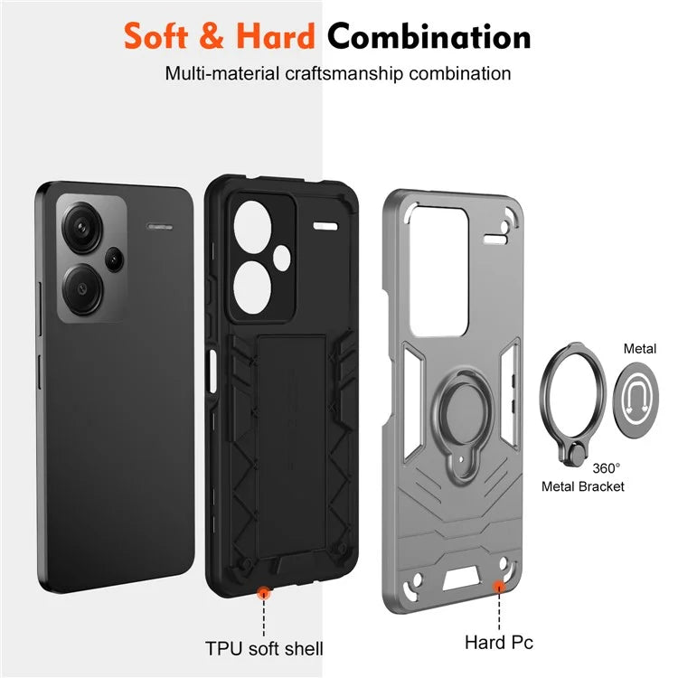 For Xiaomi Redmi Note 13 Pro+ 5G Case PC+TPU Ring Kickstand Shockproof Phone Cover