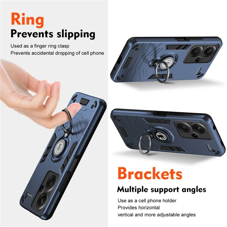 For Xiaomi Redmi Note 13 Pro+ 5G Case PC+TPU Ring Kickstand Shockproof Phone Cover