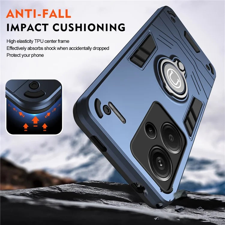 For Xiaomi Redmi Note 13 Pro+ 5G Case PC+TPU Ring Kickstand Shockproof Phone Cover
