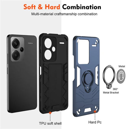For Xiaomi Redmi Note 13 Pro+ 5G Case PC+TPU Ring Kickstand Shockproof Phone Cover