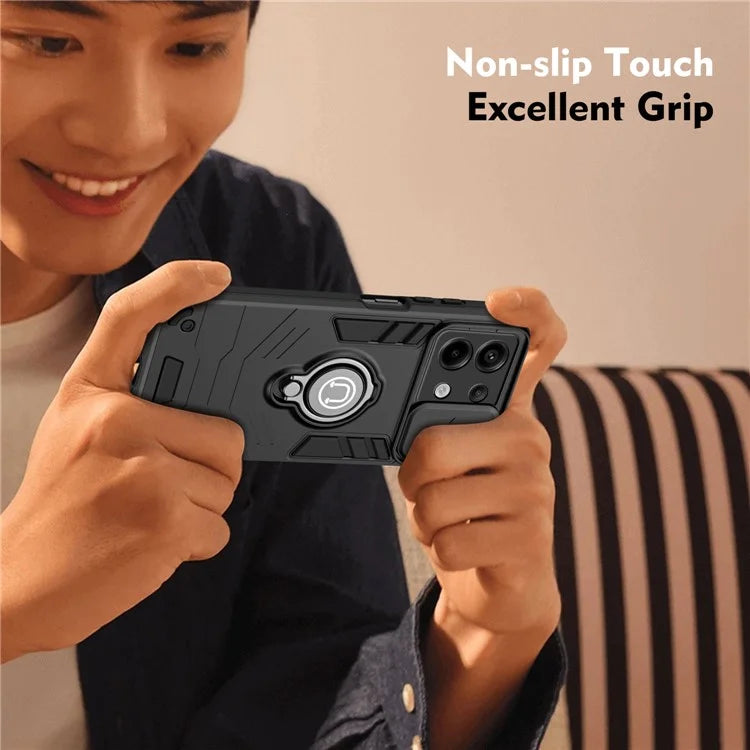 For Xiaomi Redmi Note 13 Pro 5G / Poco X6 5G Case Slide Camera Lid PC+TPU Ring Kickstand Phone Cover
