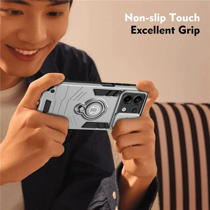 For Xiaomi Redmi Note 13 Pro 5G / Poco X6 5G Case Slide Camera Lid PC+TPU Ring Kickstand Phone Cover