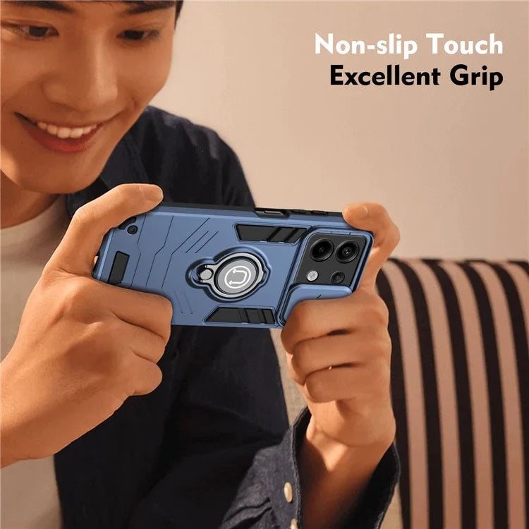 For Xiaomi Redmi Note 13 Pro 5G / Poco X6 5G Case Slide Camera Lid PC+TPU Ring Kickstand Phone Cover