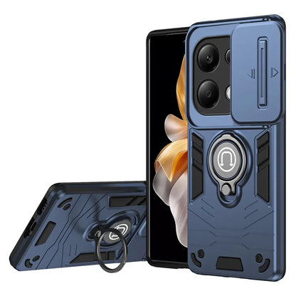 For Xiaomi Redmi Note 13 Pro 4G / Poco M6 Pro 4G Case Slide Lens Guard Phone Cover with Kickstand