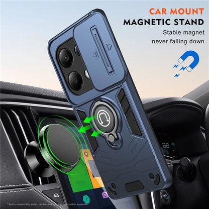 For Xiaomi Redmi Note 13 Pro 4G / Poco M6 Pro 4G Case Slide Lens Guard Phone Cover with Kickstand