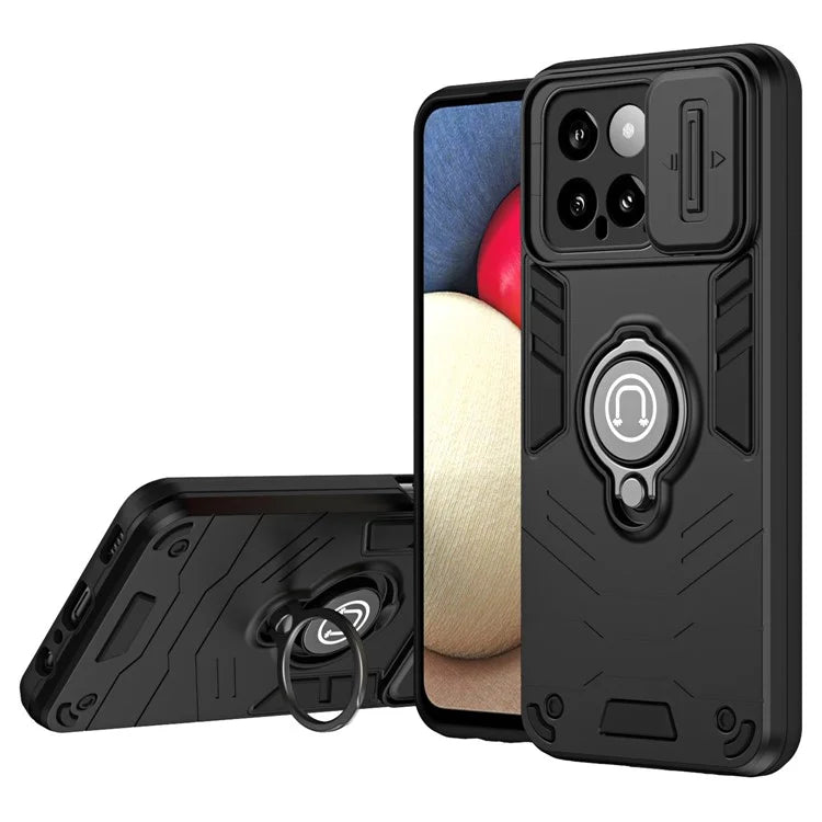 For Xiaomi 14 Case Slide Lens Lid Wholesale Cell Phone Cover with Ring Kickstand
