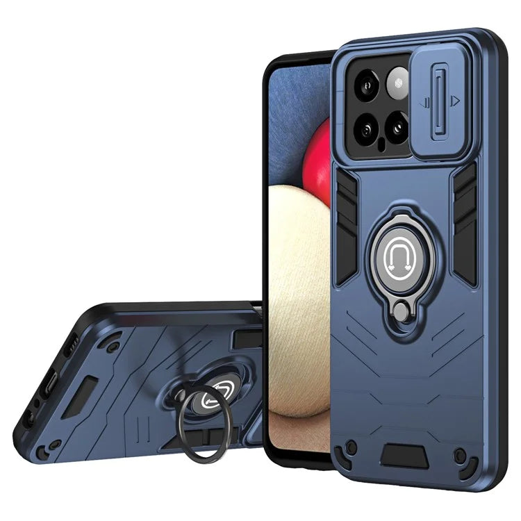 For Xiaomi 14 Case Slide Lens Lid Wholesale Cell Phone Cover with Ring Kickstand