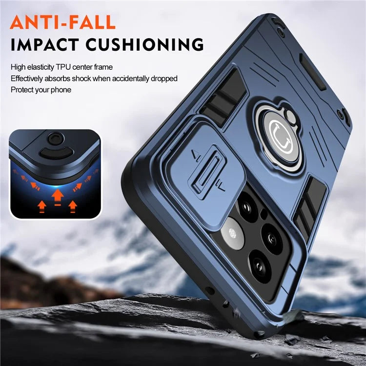 For Xiaomi 14 Case Slide Lens Lid Wholesale Cell Phone Cover with Ring Kickstand