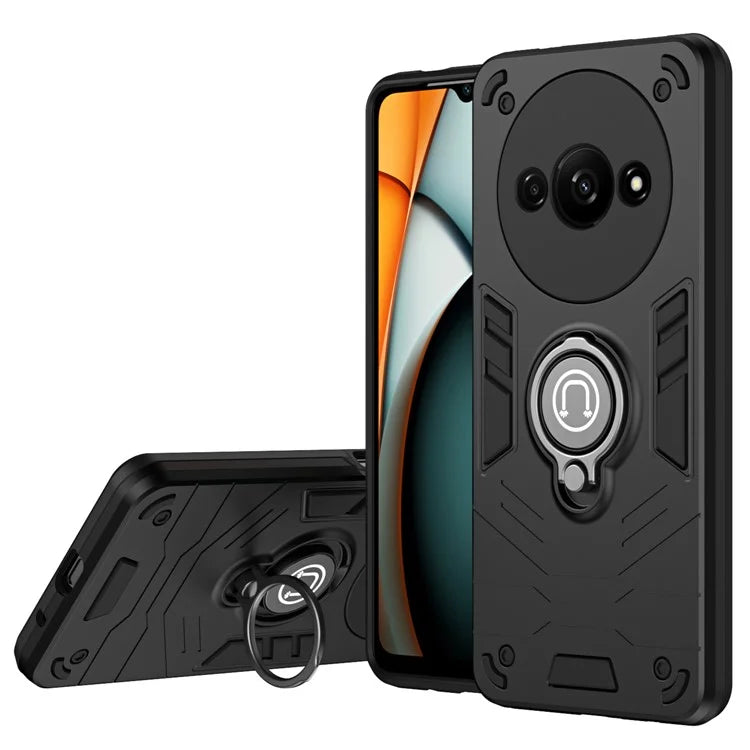 For Xiaomi Redmi A3 / Poco C61 4G Case Anti-Drop PC+TPU Ring Kickstand Phone Cover
