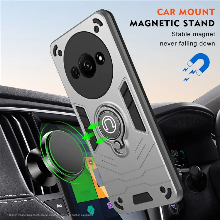 For Xiaomi Redmi A3 / Poco C61 4G Case Anti-Drop PC+TPU Ring Kickstand Phone Cover