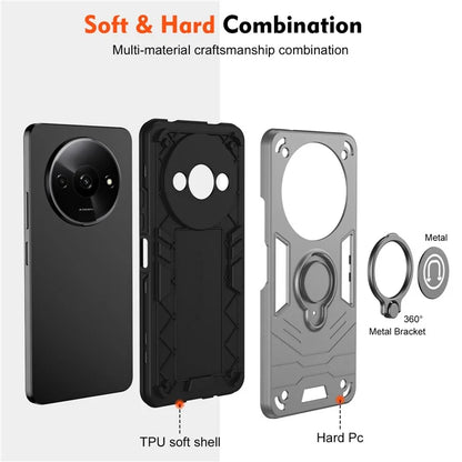 For Xiaomi Redmi A3 / Poco C61 4G Case Anti-Drop PC+TPU Ring Kickstand Phone Cover