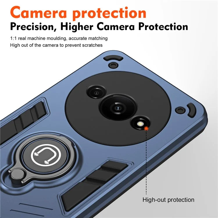 For Xiaomi Redmi A3 / Poco C61 4G Case Anti-Drop PC+TPU Ring Kickstand Phone Cover