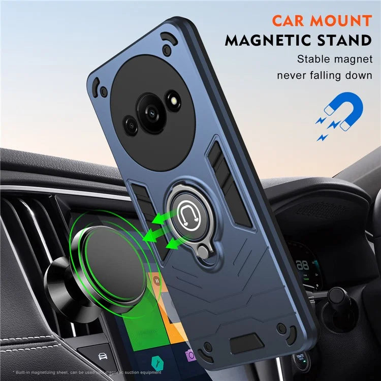 For Xiaomi Redmi A3 / Poco C61 4G Case Anti-Drop PC+TPU Ring Kickstand Phone Cover