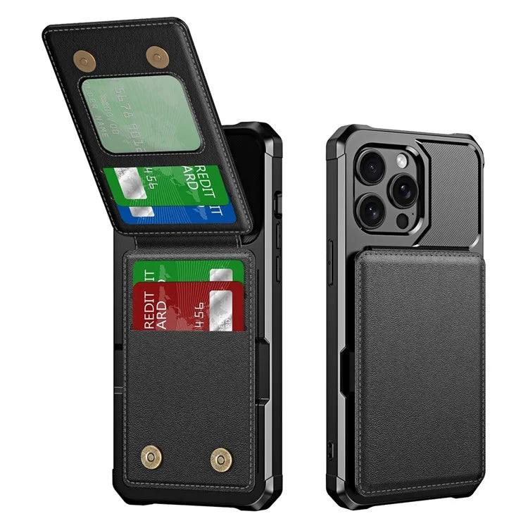 ZM11 For iPhone 14 Pro Max Kickstand Case Card Slots PU Leather+TPU Phone Cover