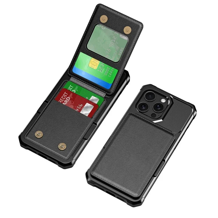 ZM11 For iPhone 14 Pro Max Kickstand Case Card Slots PU Leather+TPU Phone Cover