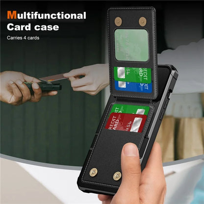 ZM11 For iPhone 14 Pro Max Kickstand Case Card Slots PU Leather+TPU Phone Cover