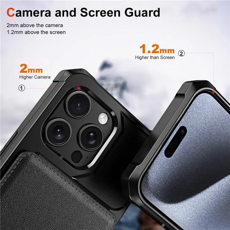ZM11 For iPhone 14 Pro Max Kickstand Case Card Slots PU Leather+TPU Phone Cover