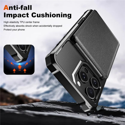 ZM11 For iPhone 14 Pro Max Kickstand Case Card Slots PU Leather+TPU Phone Cover
